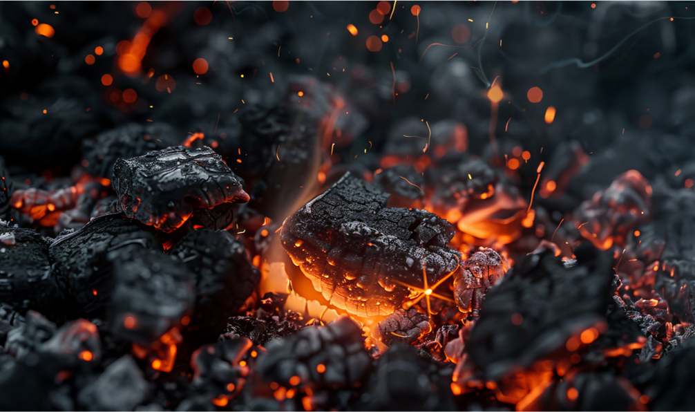 Burning coal embers