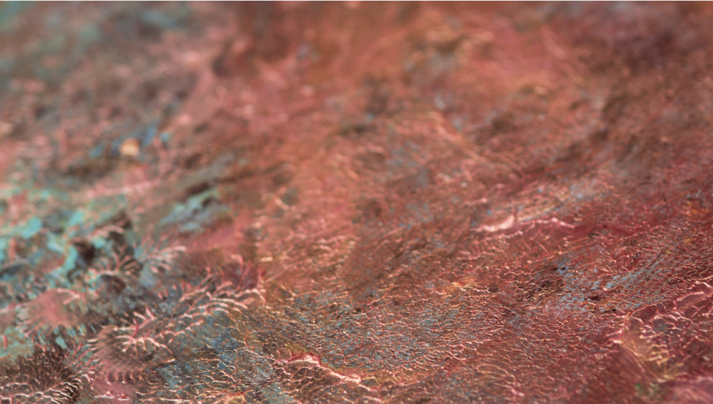 Patinated copper close-up